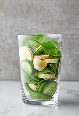 Image showing glass of green smoothie ingredients