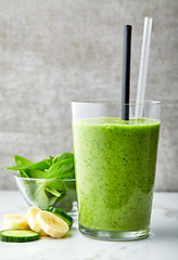 Image showing glass of green smoothie