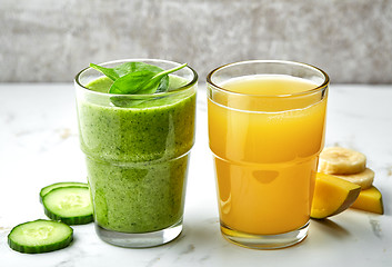 Image showing Glasses of smoothie and juice