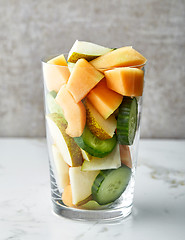 Image showing glass of fruit and vegetable pieces
