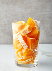 Image showing glass of fruit pieces for making smoothie