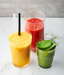 Image showing glasses of various smoothies