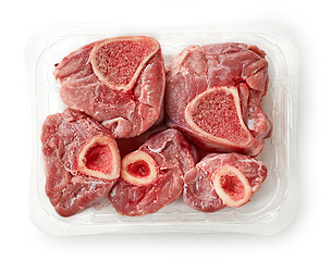 Image showing raw beef cuts in plastic try