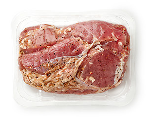 Image showing raw pork tenderloin in plastic try