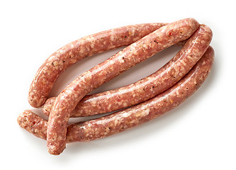 Image showing fresh raw ground meat sausages