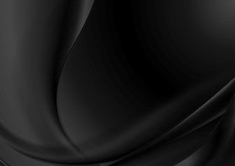 Image showing Black abstract smooth waves background