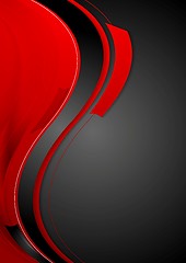 Image showing Bright contrast red black wavy background