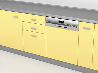 Image showing Modern dishwasher in the kitchen