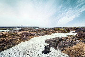 Image showing Landscape with snow at Thingvellir national park