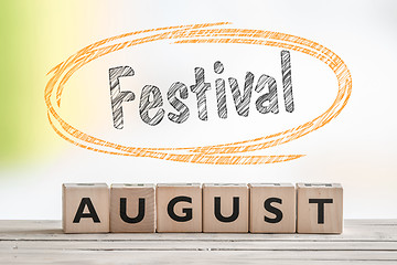 Image showing August festival sign on a scene