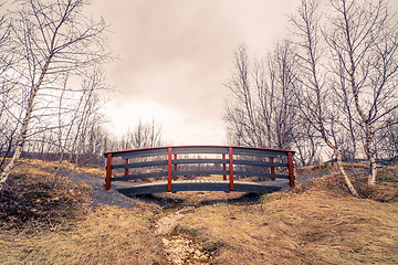 Image showing Dry river with a small bridge