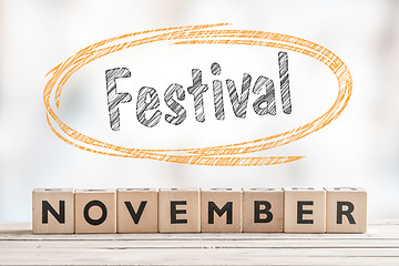 Image showing November festival sign with wooden blocks