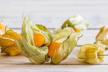 Image showing Close-up of golden berries on a table