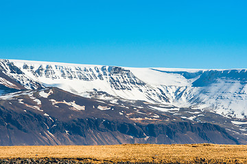 Image showing Icelandic scenery with snow on mountains