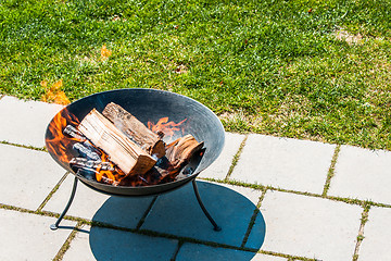 Image showing Fireplace in a garden terrace