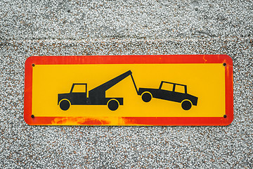 Image showing Car removal sign on a wall