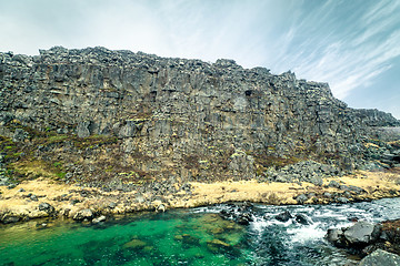 Image showing River stream at the Gullfoss waterfall