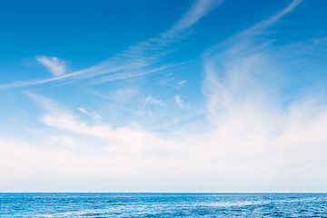 Image showing White skies over the blue ocean