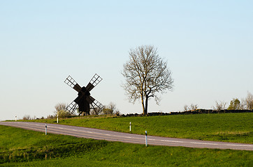 Image showing Landscape with a windmill