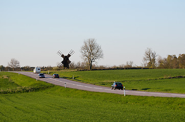 Image showing Traffic in a green landscape