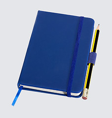 Image showing blue notebook and pencil