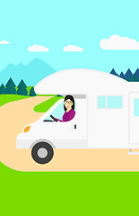 Image showing Woman driving motor home.