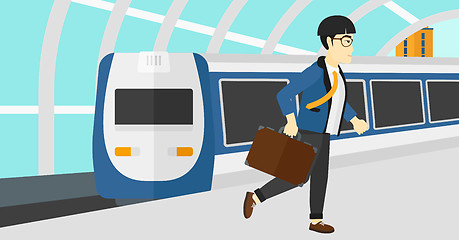 Image showing Man going out of train.