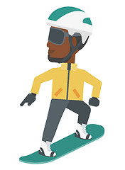 Image showing Young man snowboarding.