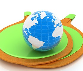 Image showing Rackets for playing table tennis and Earth. Global concept. 3D r