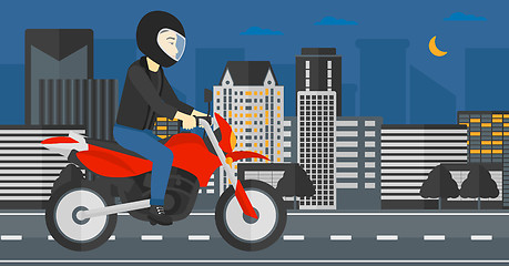 Image showing Man riding motorcycle.