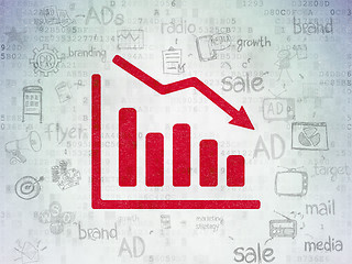 Image showing Marketing concept: Decline Graph on Digital Data Paper background