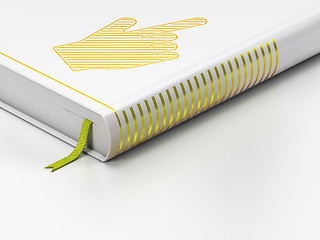 Image showing Social network concept: closed book, Mouse Cursor on white background