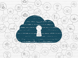 Image showing Cloud networking concept: Cloud With Keyhole on wall background