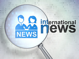 Image showing News concept: Anchorman and International News with optical glass