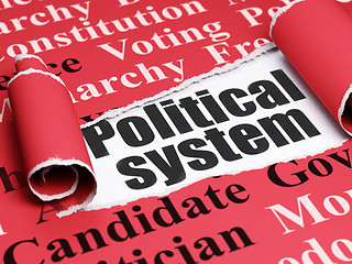 Image showing Political concept: black text Political System under the piece of  torn paper