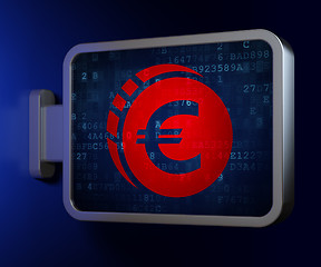 Image showing Currency concept: Euro Coin on billboard background