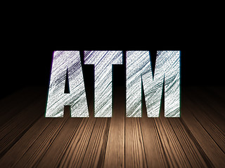 Image showing Currency concept: ATM in grunge dark room