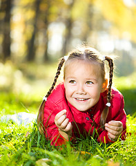 Image showing Portrait of a little girl in autumn park