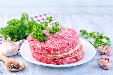 Image showing raw burgers