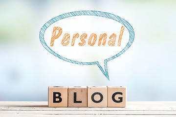 Image showing Personal blog sign with a sketch talk bubble