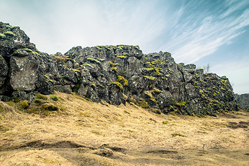 Image showing Landscape with green moss on cliffs