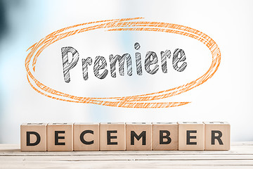 Image showing December premiere sign on a stage