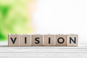 Image showing Vision sign made of wooden cubes