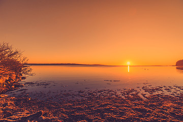 Image showing Morning sunrise at a lake