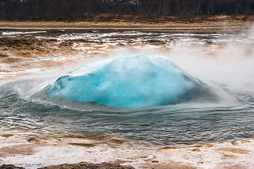 Image showing Strokkur geyser in Iceland about to erupt