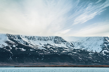 Image showing Mountain by the shore in Iceland