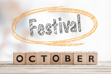 Image showing October festival sign made of wood