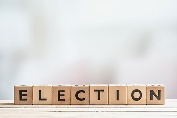 Image showing Election sign made of wooden blocks