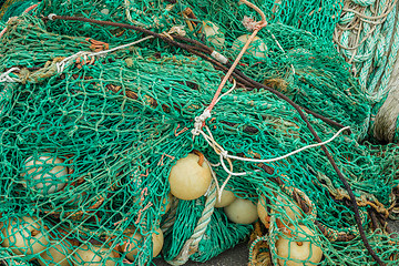 Image showing Messy green fishing net