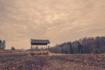 Image showing Feeding stand on a countryside in the fall